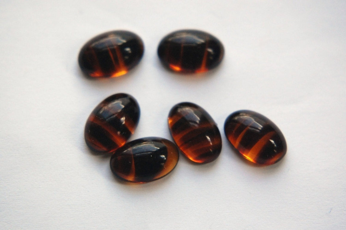 Vintage Tortoise Glass Cabochons 12mm x 10mm cab709