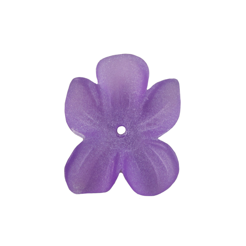 Matte Amethyst Lucite German Flower Beads 15x12mm (6)