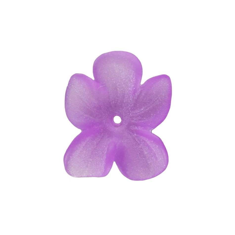 Matte Medium Amethyst Lucite German Flower Beads 15x12mm (6)