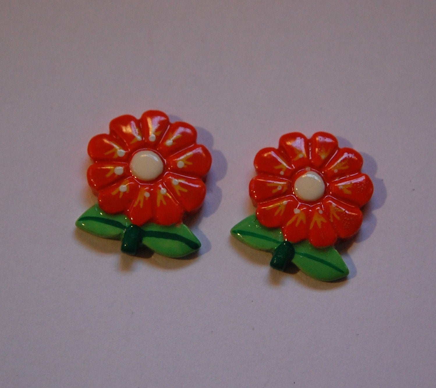 Vintage Orange Flower Flat Back Cabochon cab125B