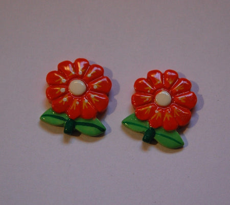 Vintage Orange Flower Flat Back Cabochon cab125B