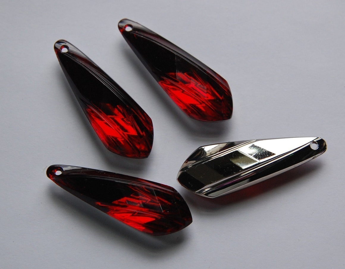 Vintage Ruby Red with Silver Backing Faceted Pendants pnd038B