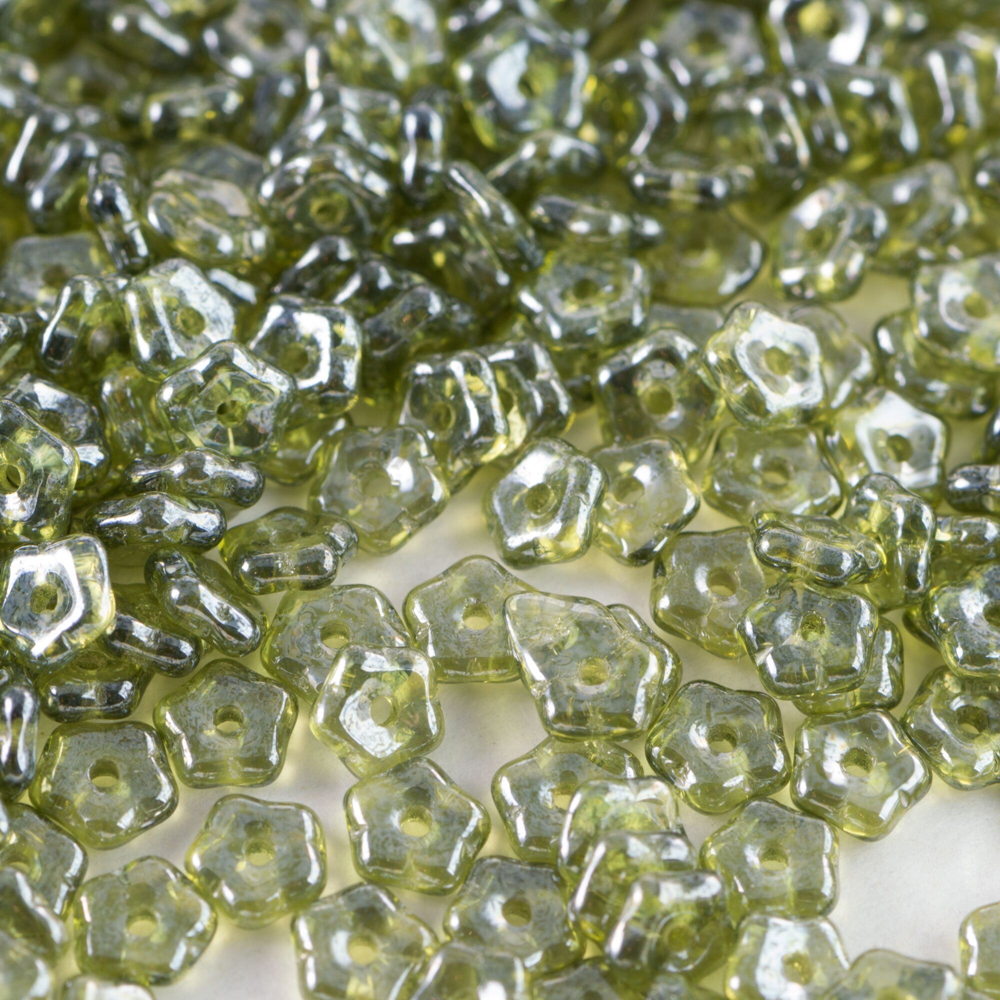 5mm Olivene Lustered Czech Daisy Flower Glass Beads (50)
