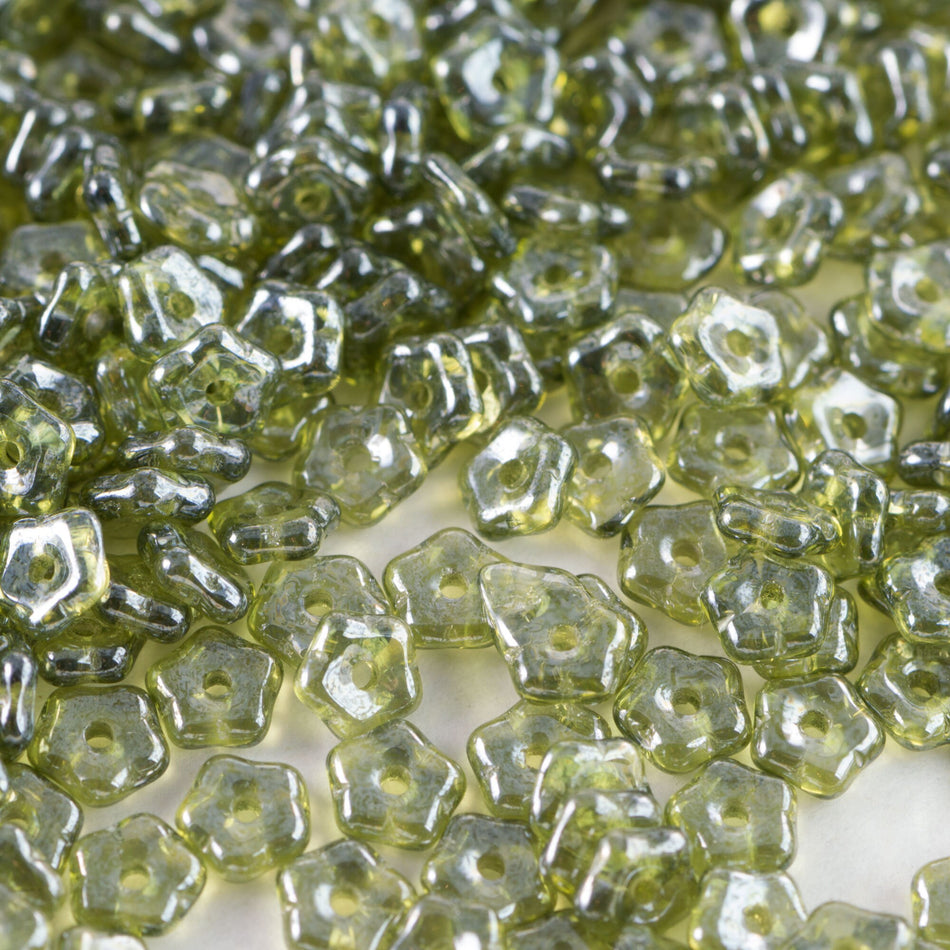5mm Olivene Lustered Czech Daisy Flower Glass Beads (50)