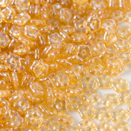 5mm Topaz Lustered Czech Daisy Flower Glass Beads (50)