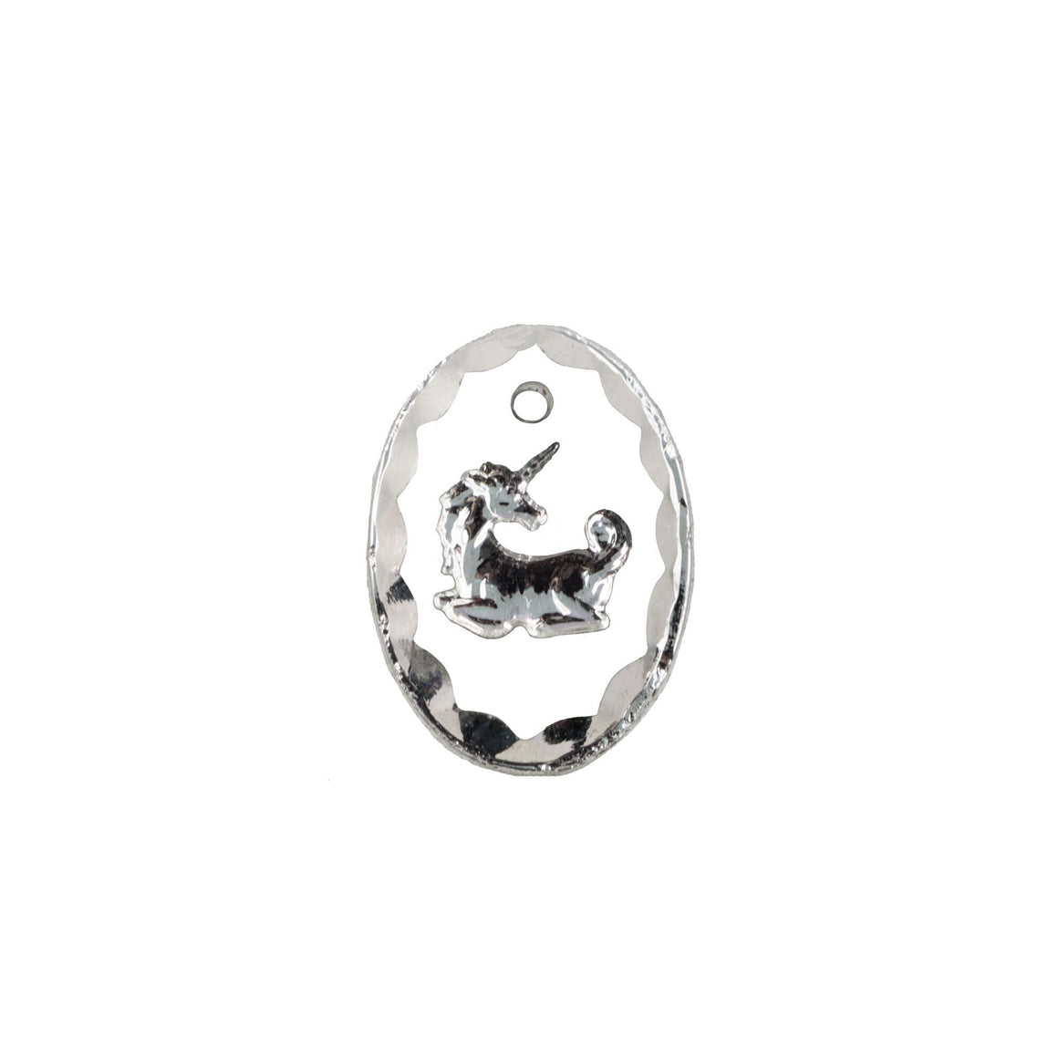 14x10mm Vitrail Etched Unicorn 1 Hole Glass Intaglio Pendant (2)