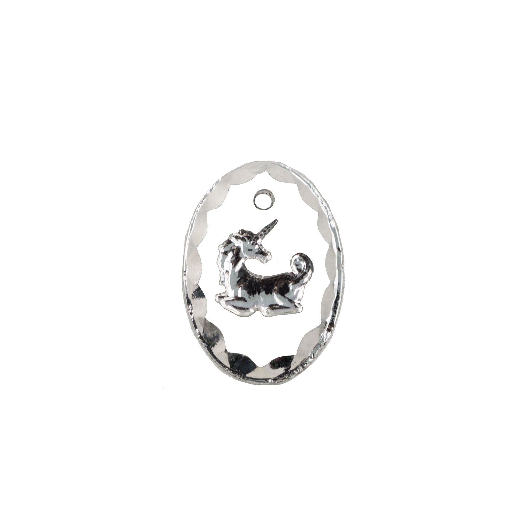 14x10mm Vitrail Etched Unicorn 1 Hole Glass Intaglio Pendant (2)
