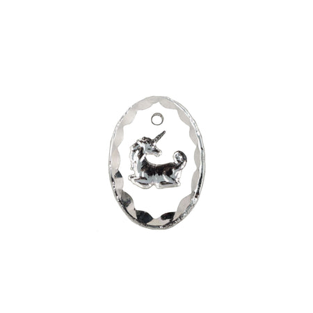 14x10mm Vitrail Etched Unicorn 1 Hole Glass Intaglio Pendant (2)