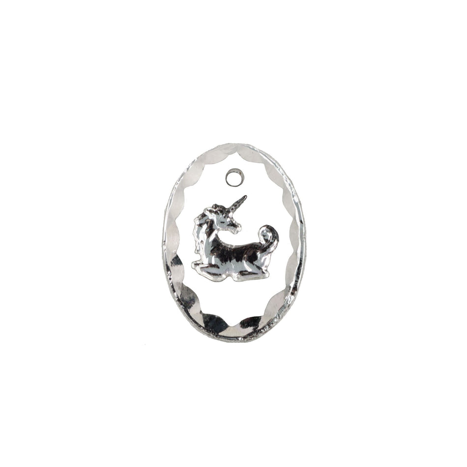 14x10mm Vitrail Etched Unicorn 1 Hole Glass Intaglio Pendant (2)