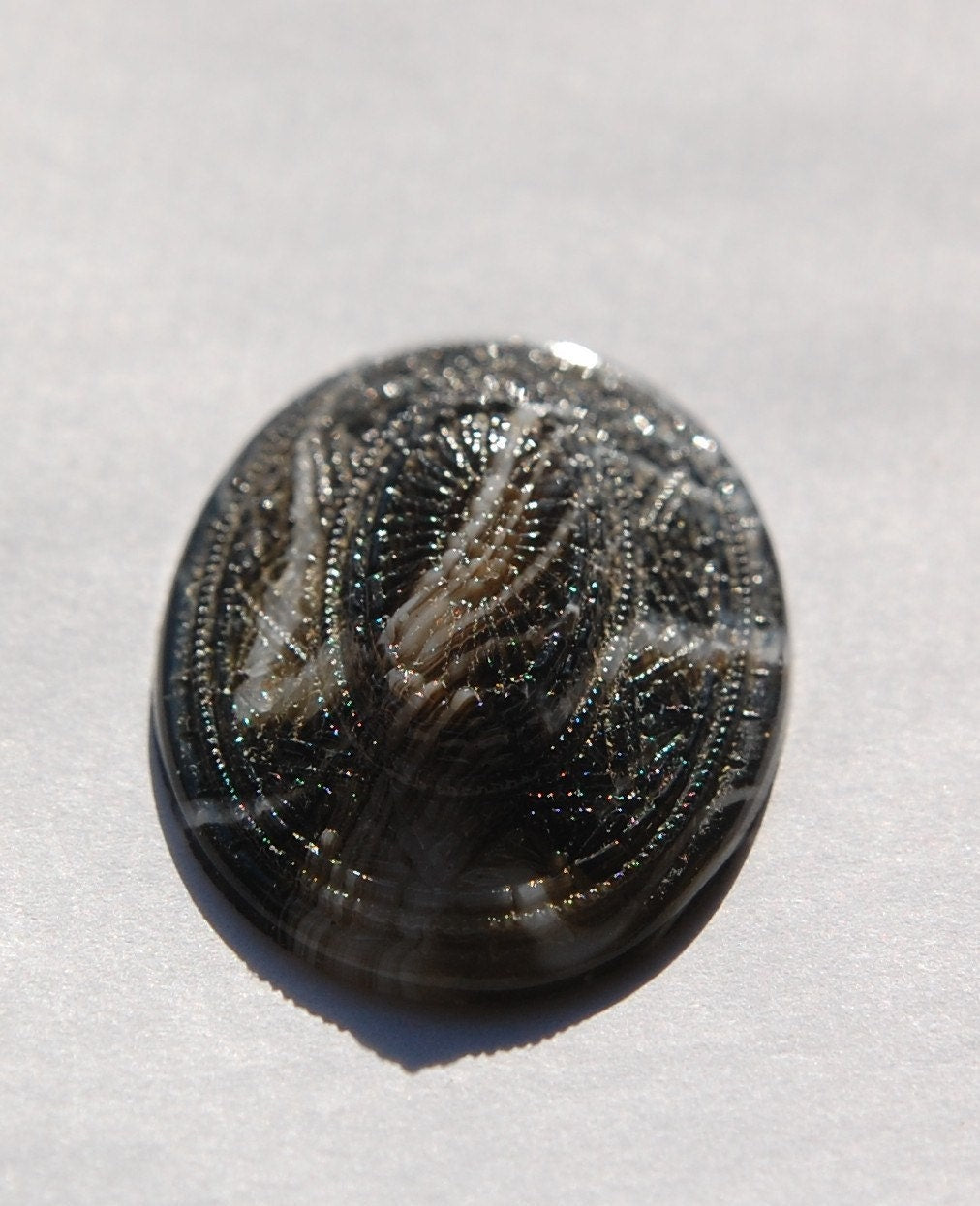 Textured Pattern Black and White Glass Cabochon cab413B
