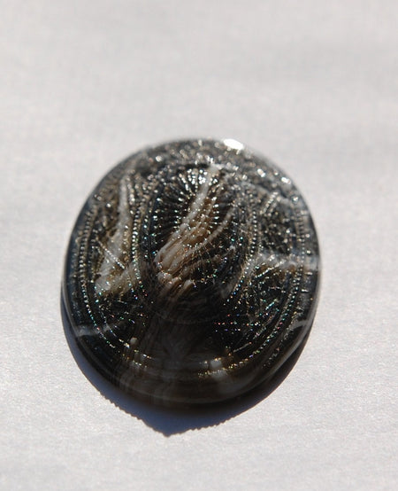 Textured Pattern Black and White Glass Cabochon cab413B