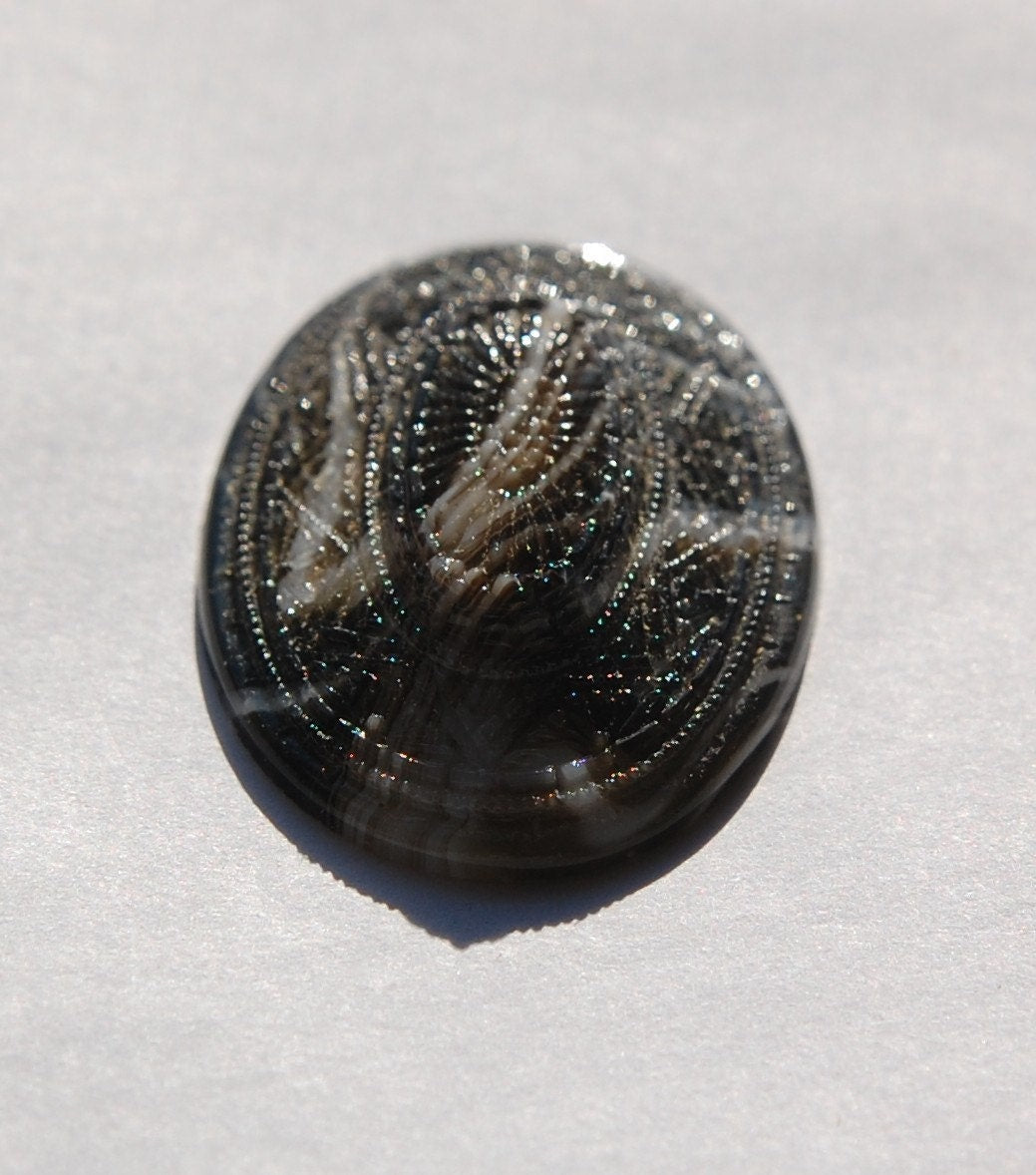 Textured Pattern Black and White Glass Cabochon cab413B