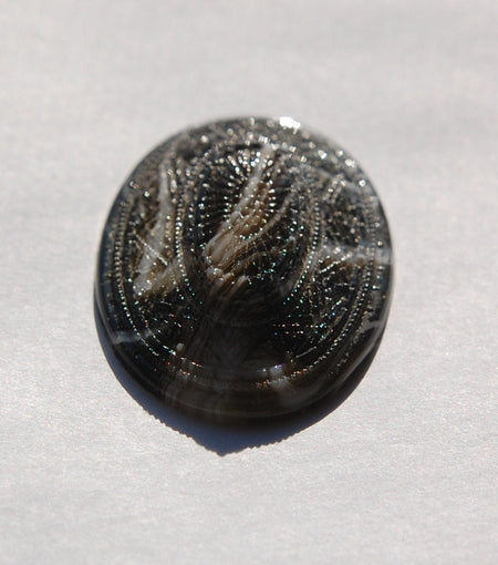 Textured Pattern Black and White Glass Cabochon cab413B