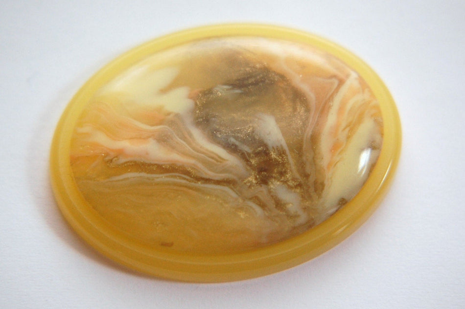 Vintage Yellow Peach and White Swirl 40x30mm Cabochons cab405F