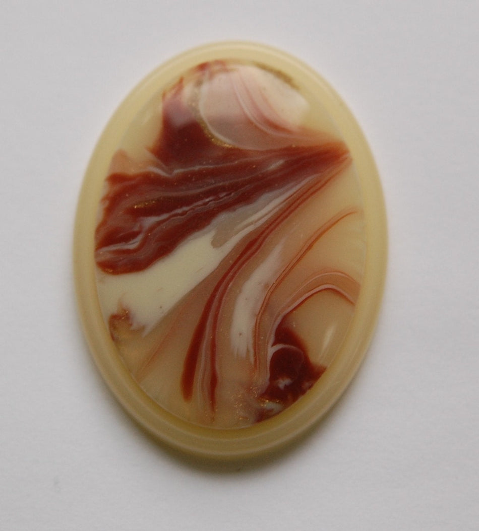 Vintage Reddish Brown and Cream Swirl 40x30mm Cabochons cab405