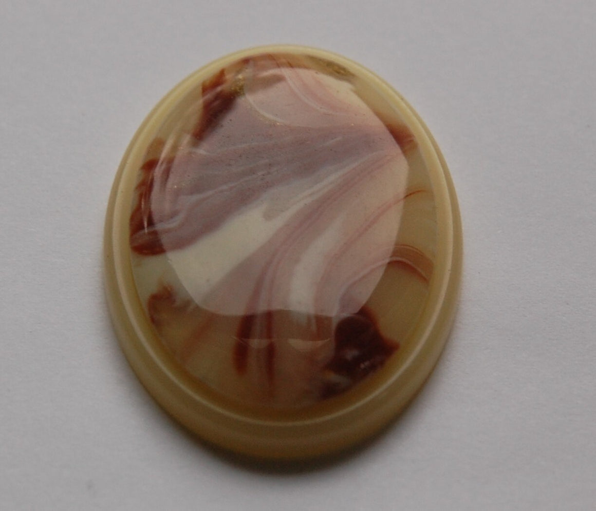 Vintage Reddish Brown and Cream Swirl 40x30mm Cabochons cab405
