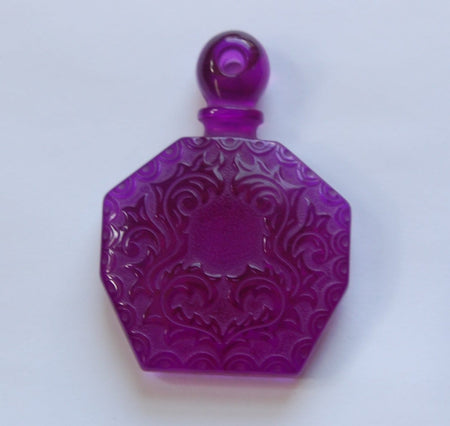 Vintage Purple Etched Faux Perfume Lucite Bottle Pendant pnd064G