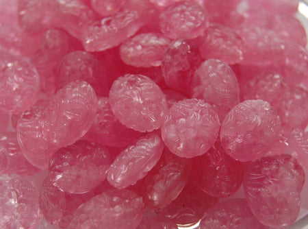 16x12mm Soft Pink Carved Look Oval Floral Beads (6) bds635A
