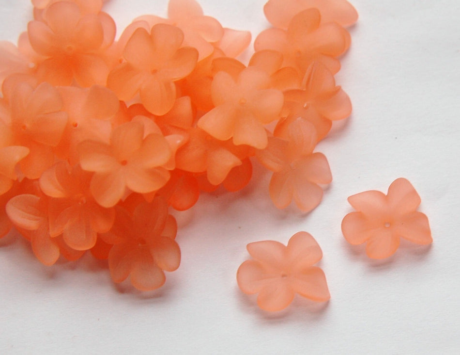German Lucite Flowers Beads Matte Peach (6) bds873B