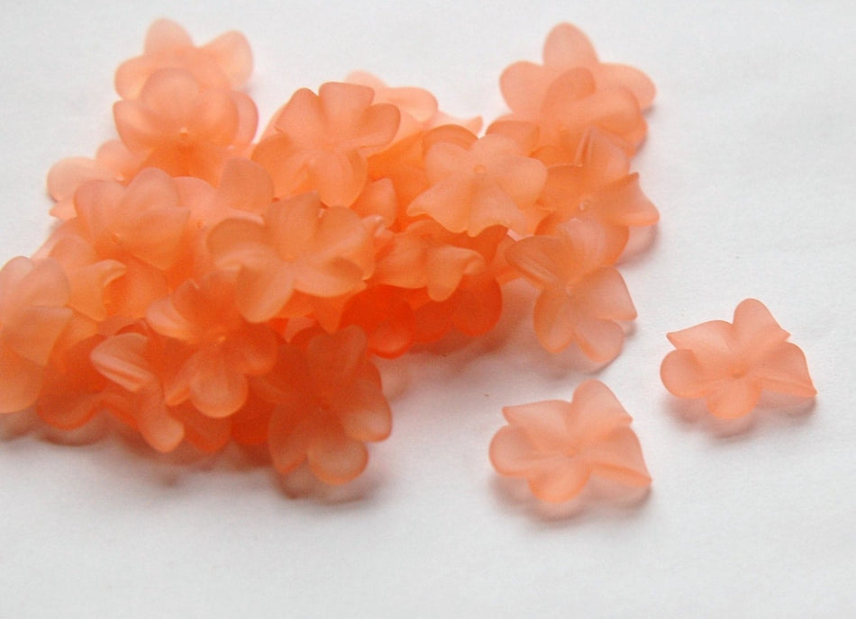 German Lucite Flowers Beads Matte Peach (6) bds873B
