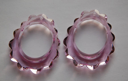 Vintage Light Amethyst Scalloped Pendants Germany 44mmx36mm (2) pnd133C