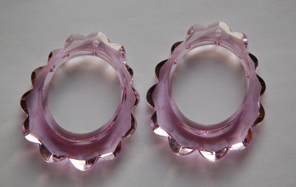 Vintage Light Amethyst Scalloped Pendants Germany 44mmx36mm (2) pnd133C