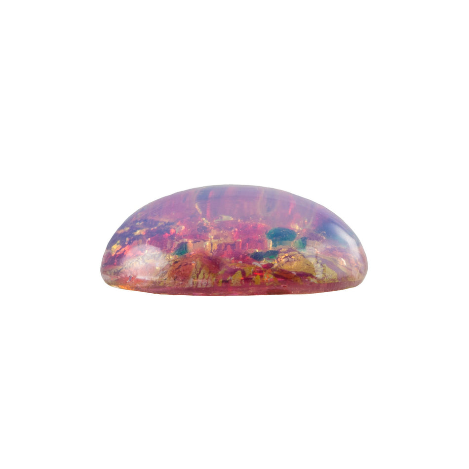 18x13mm Harlequin Fire Opal Glass Oval Cabochons (2)
