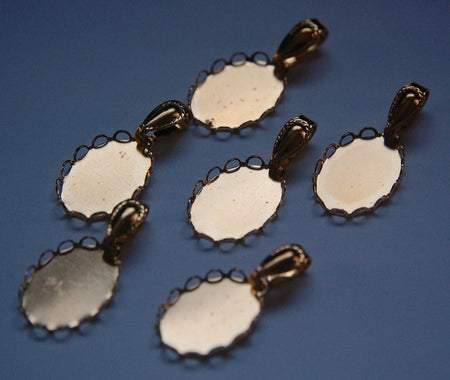 Raw Brass Lace Edge Settings with Bales 18mm x 13mm mtl280