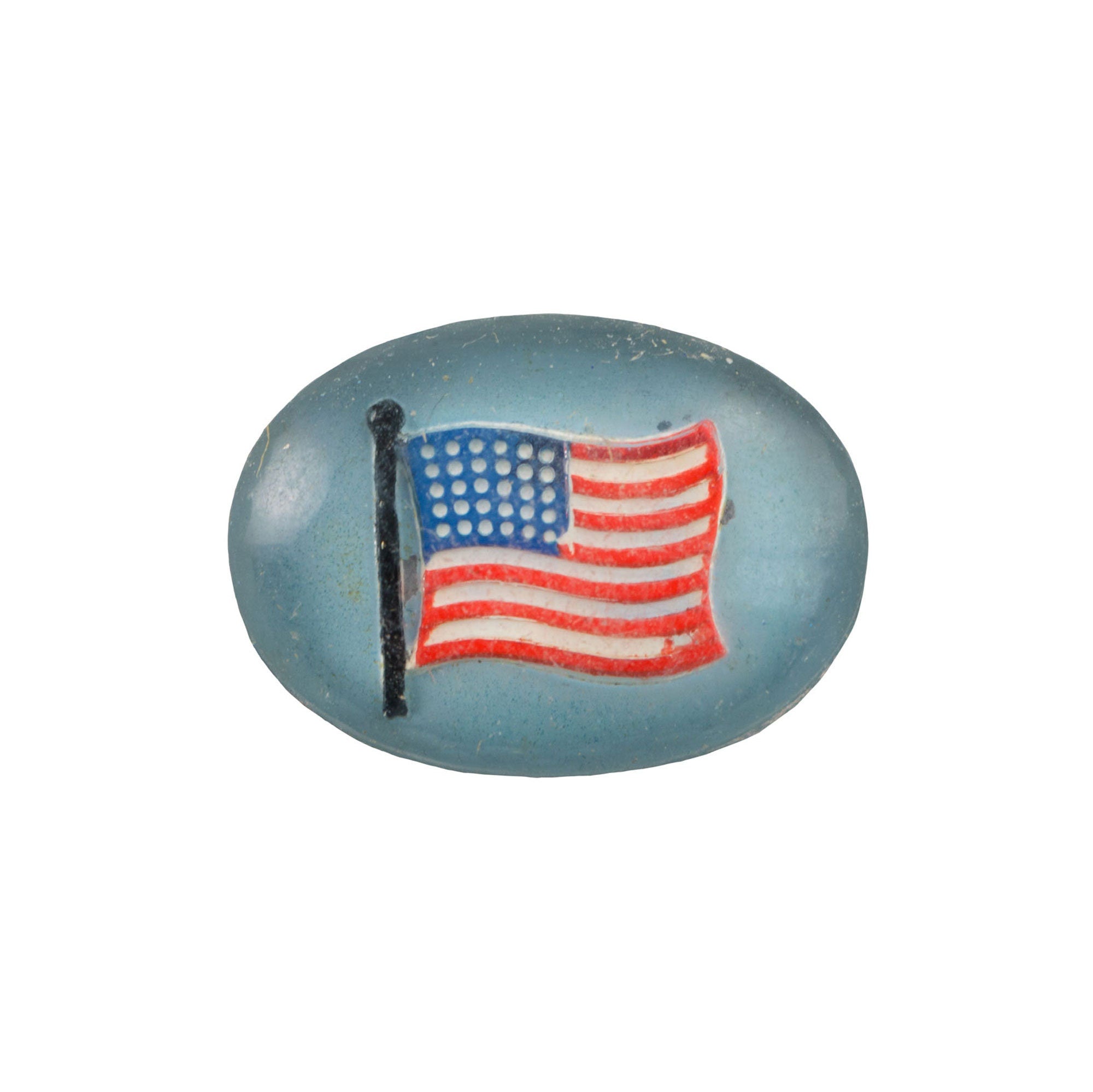 18x13mm American Flag Blue Glass Oval Intaglio (2)