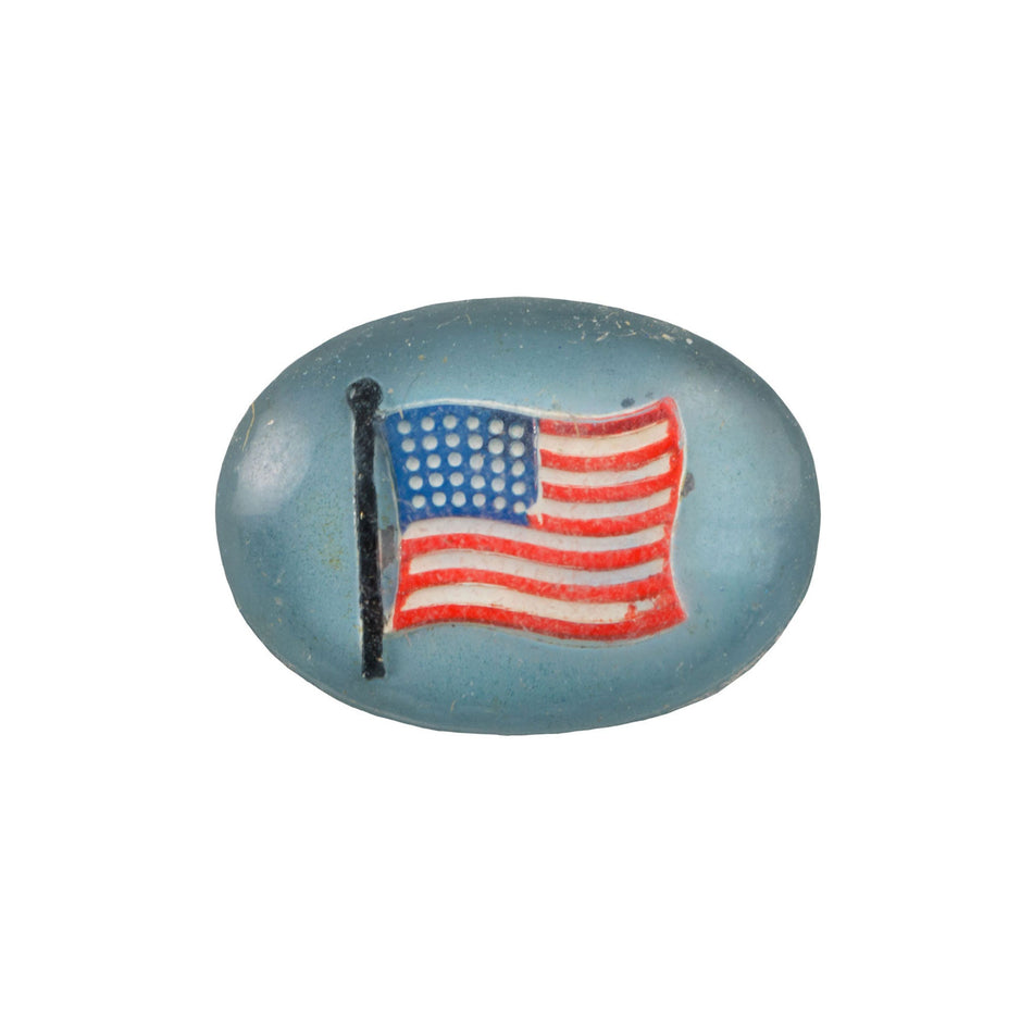 18x13mm American Flag Blue Glass Oval Intaglio (2)