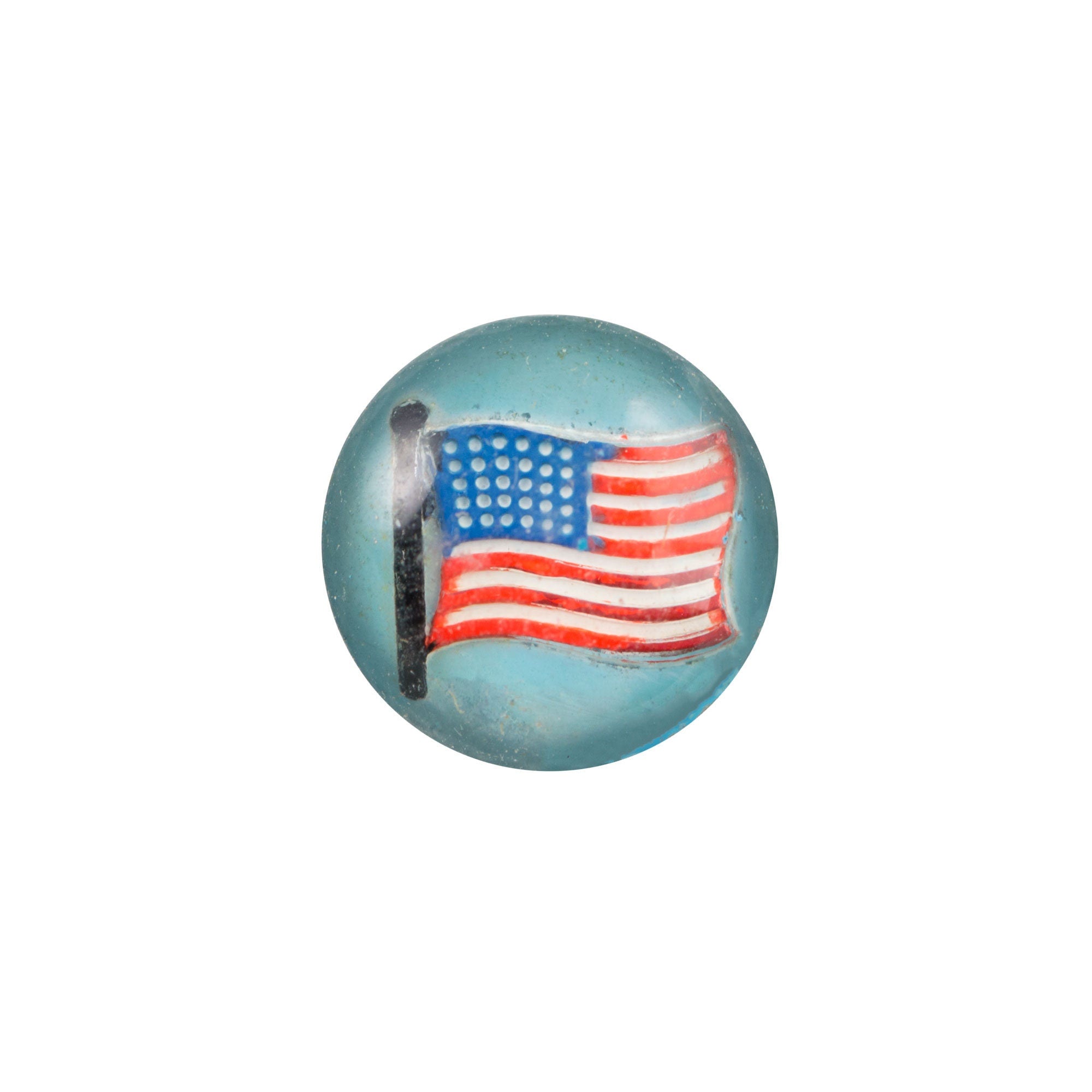 11mm American Flag Blue Glass Round Intaglio (2)