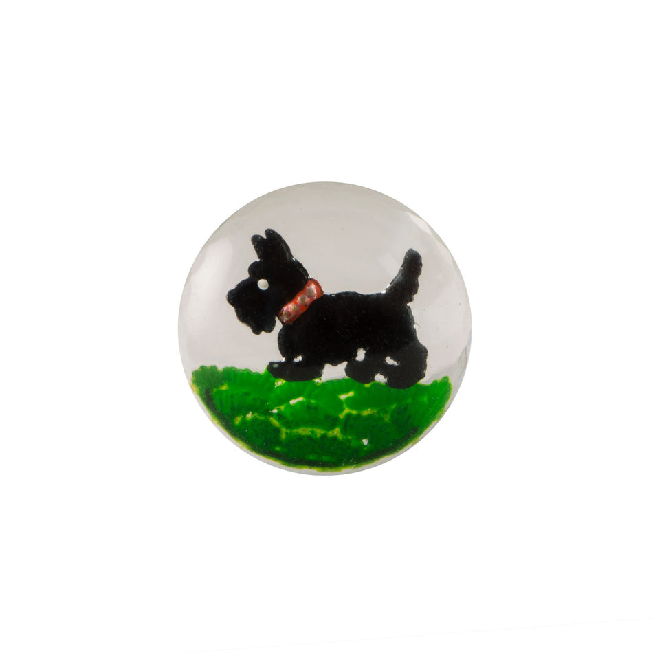 13mm Black Scottie Dog Glass Round Intaglios (2)
