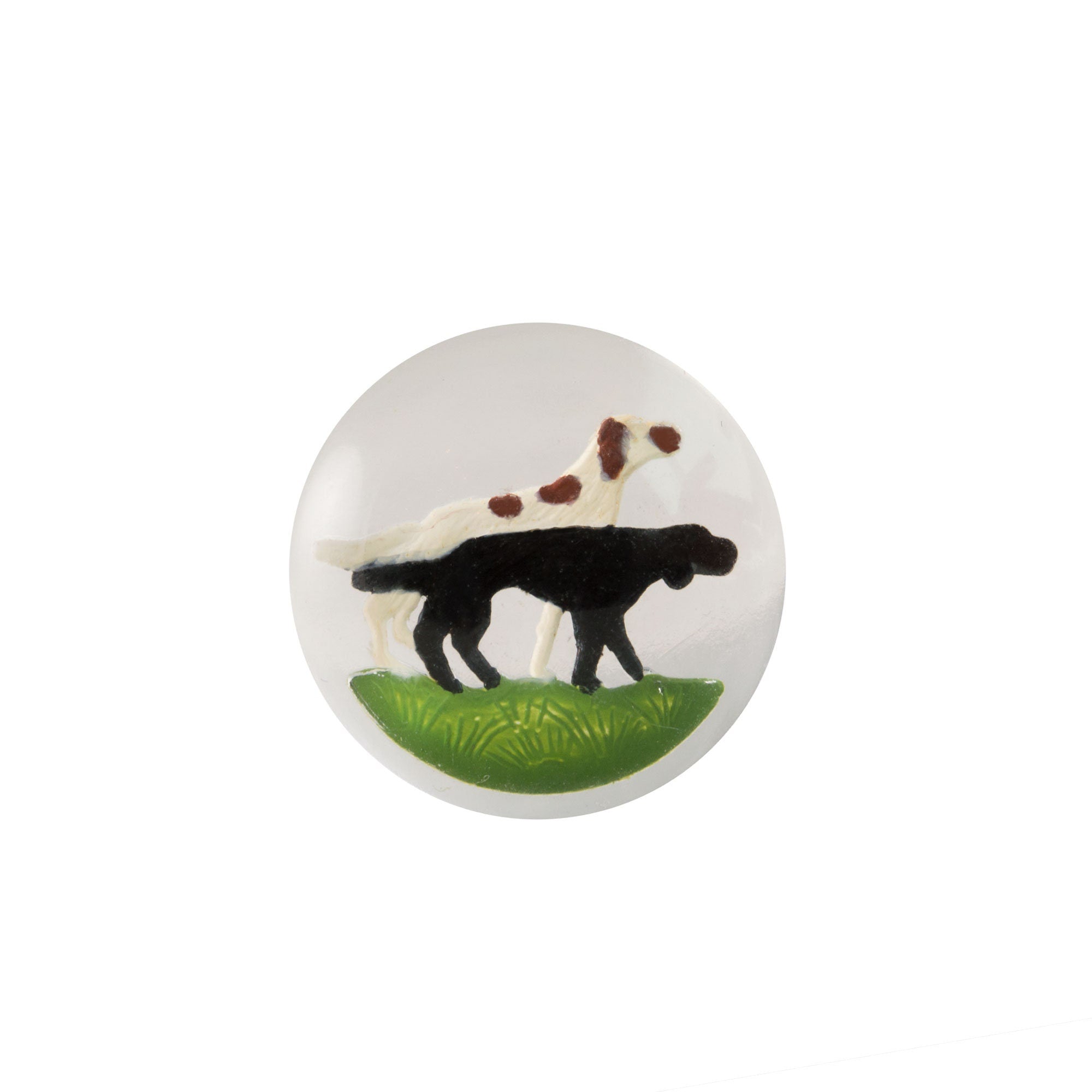 13mm White and Black Dogs Glass Round Intaglios (2)