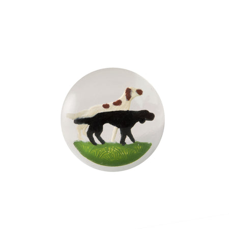 13mm White and Black Dogs Glass Round Intaglios (2)