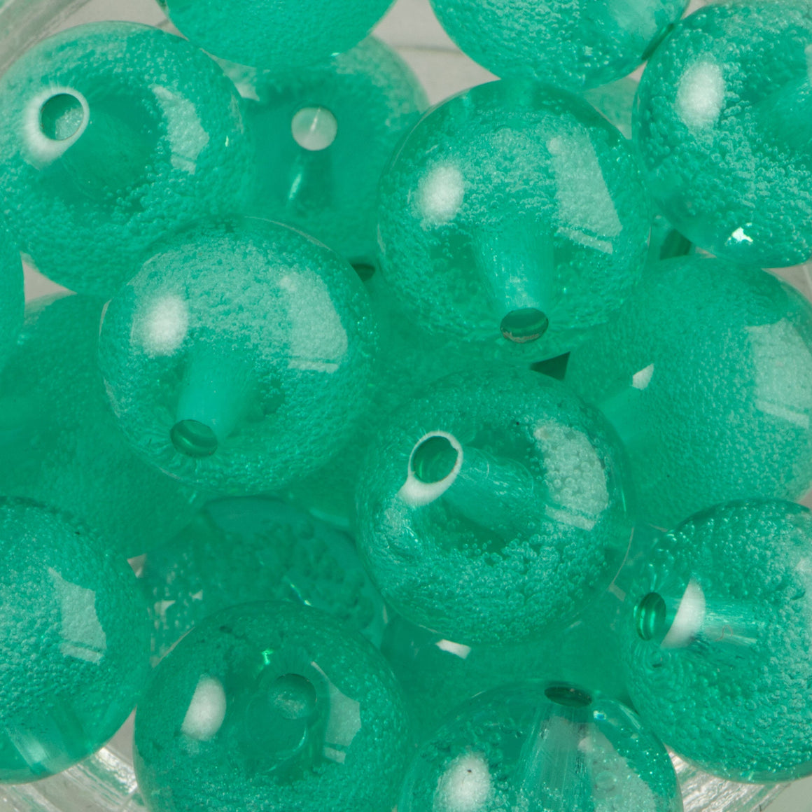 12mm Green Acrylic Round Beads with Bubbles (6)