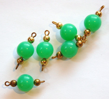 Vintage Green Acrylic Bead 2 Loop Drops Charms drp034