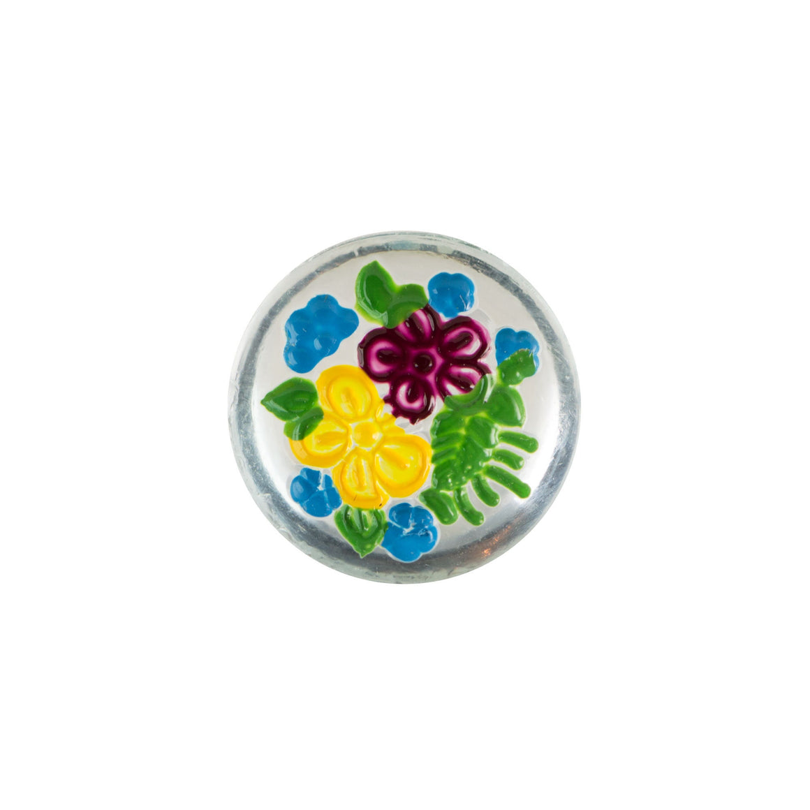 13mm Burgundy and Yellow Flowers Glass Round Intaglios (2)