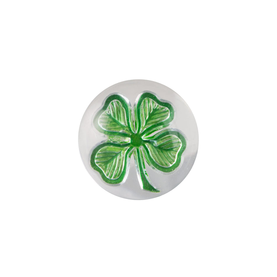 13mm Green Shamrock Glass Round Intaglios (2)