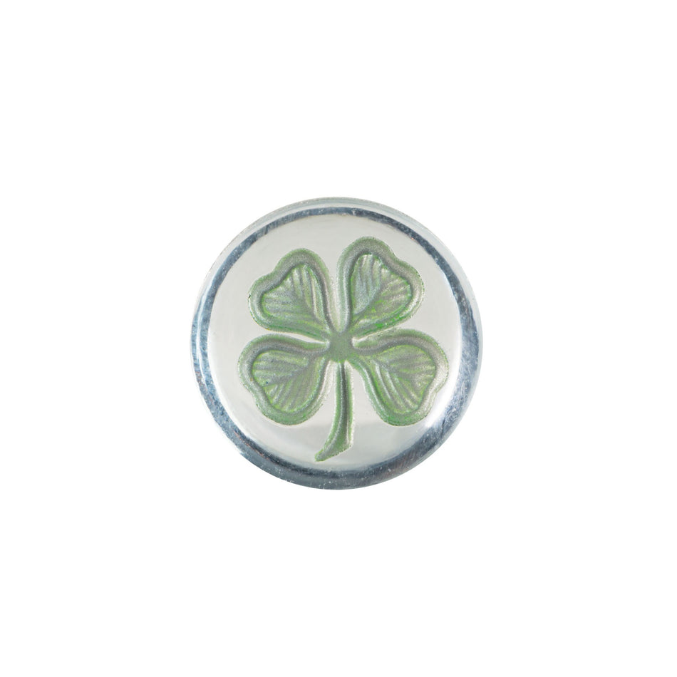 13mm Green Shamrock Glass Round Intaglios (2)