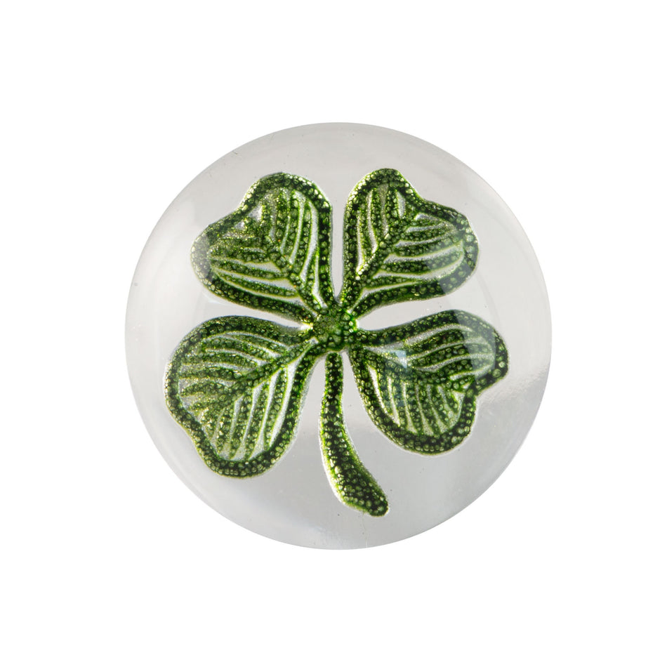 18mm Green Shamrock Glass Round Intaglio (1)
