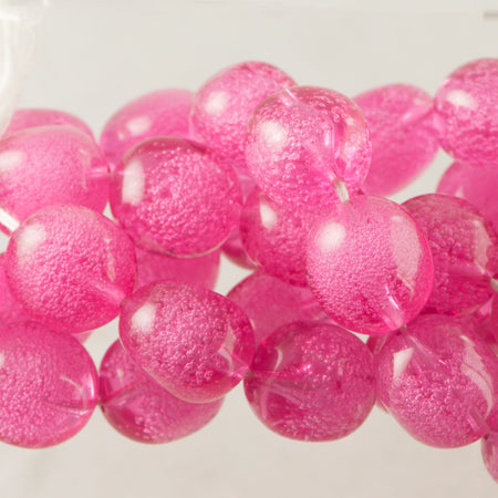 16mm Pink Acrylic Baroque Oval Beads with Bubbles (4)