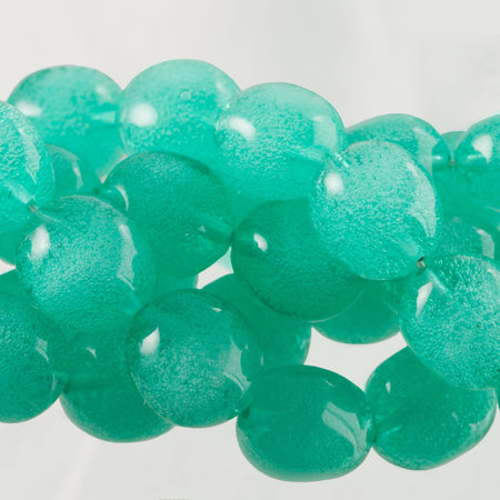 16mm Green Acrylic Baroque Oval Beads with Bubbles (4)