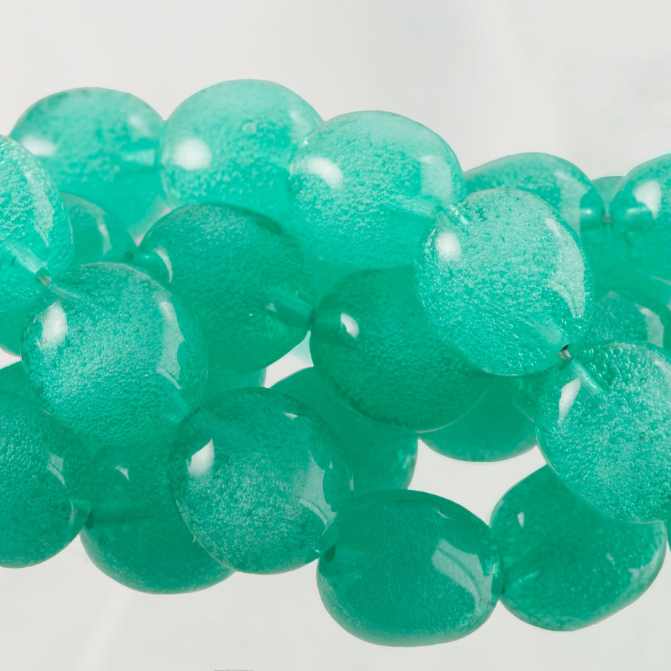 16mm Green Acrylic Baroque Oval Beads with Bubbles (4)