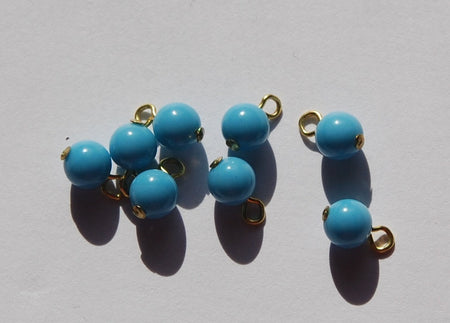 Vintage Turquoise Blue Glass Drops Bead No Cap Loop drp022A