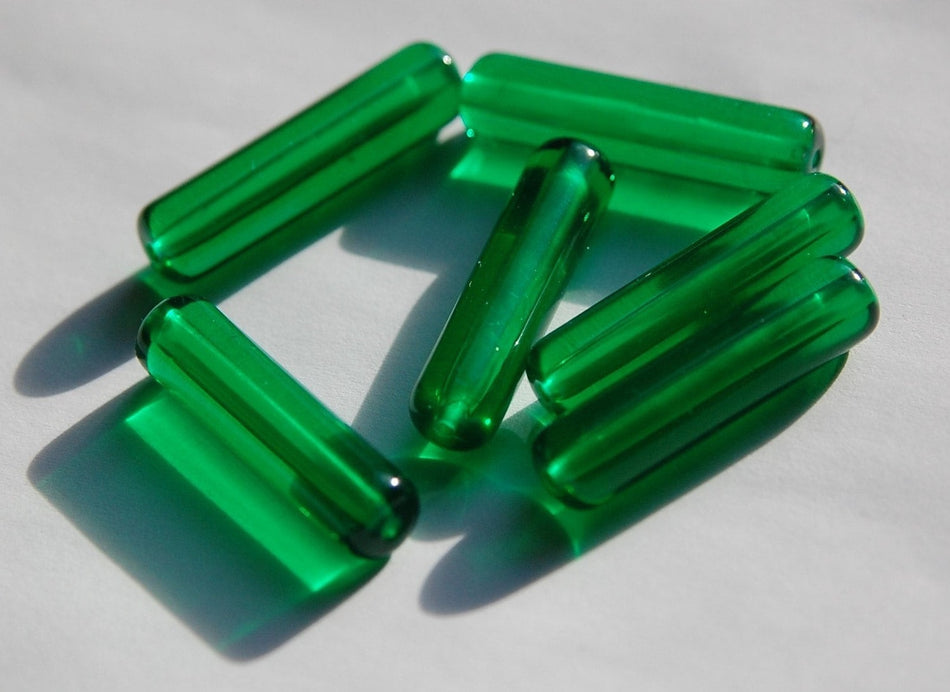 Vintage Translucent Green Plastic Tube Beads (6) bds818C