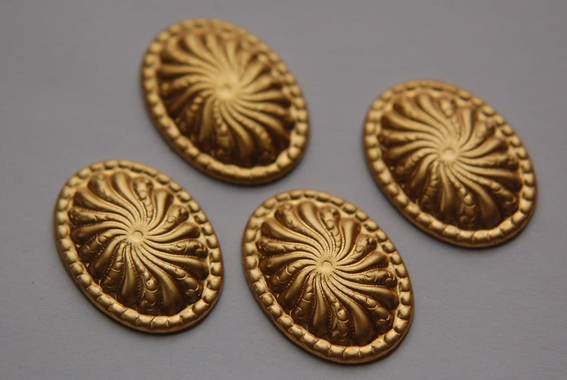 Vintage Ribbed Swirled Brass Stampings mtl265