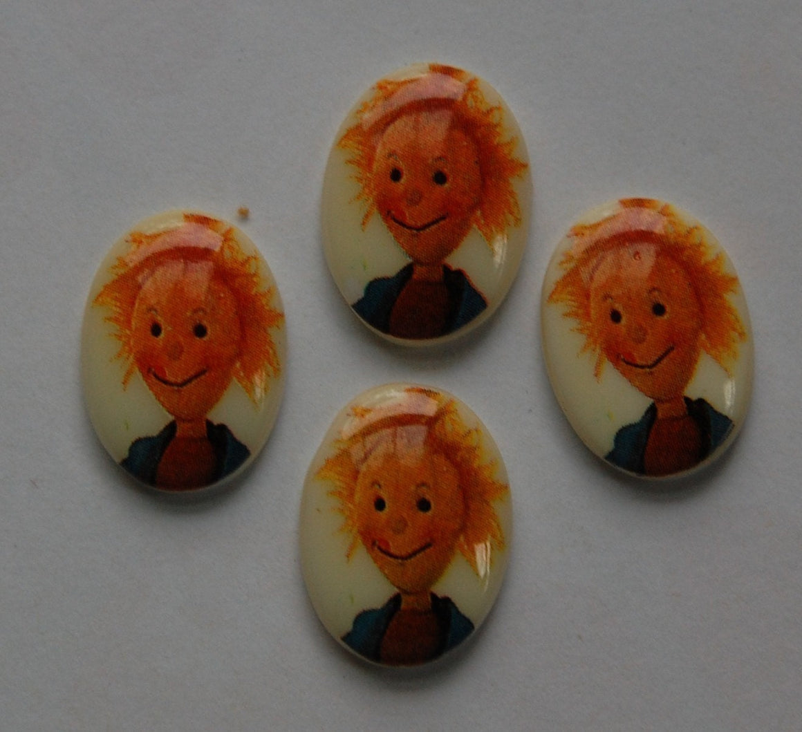 Vintage Little Boy Childs Face Red Hair Glass Cabochon 18x13mm (4) cab301C