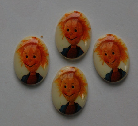 Vintage Little Boy Childs Face Red Hair Glass Cabochon 18x13mm (4) cab301C