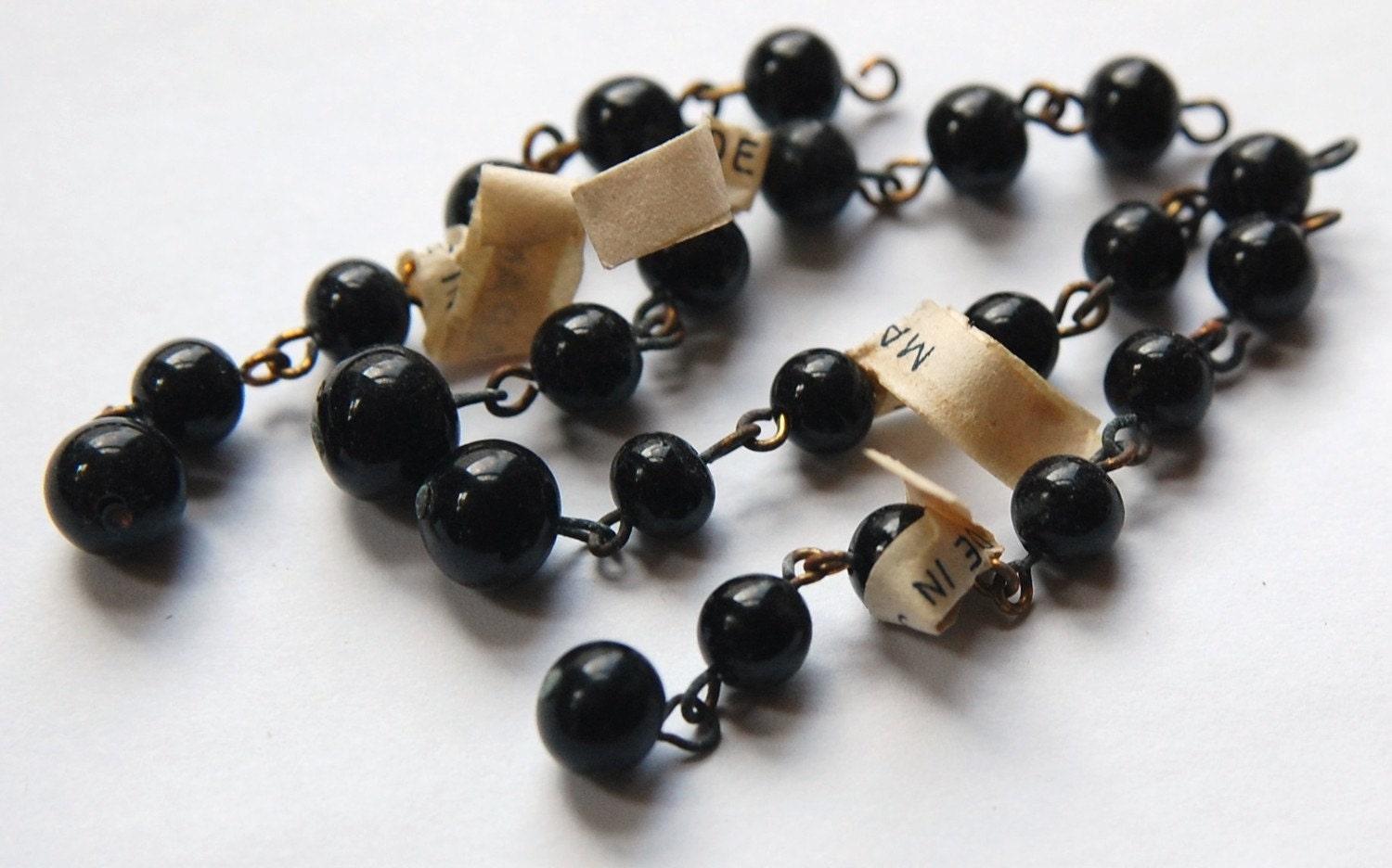 Vintage Black Glass Beaded Drops Japan drp035