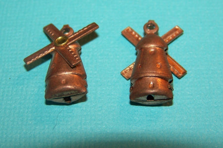 Vintage Copper Dutch Windmill Charms (4) chr103B